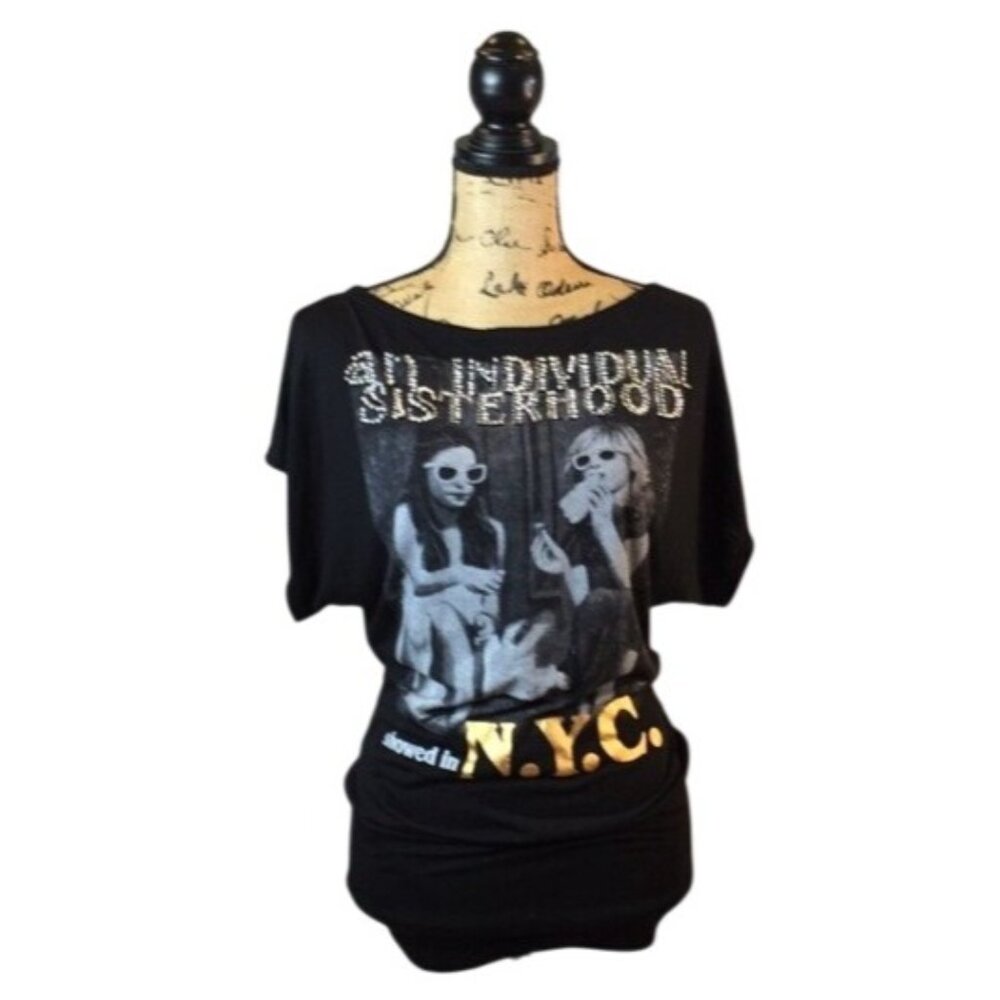 An Indipunk Sisterhood Graphic Black T-Shirt Small